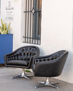 1960s Chromcraft Tufted Swivel Lounge Chair