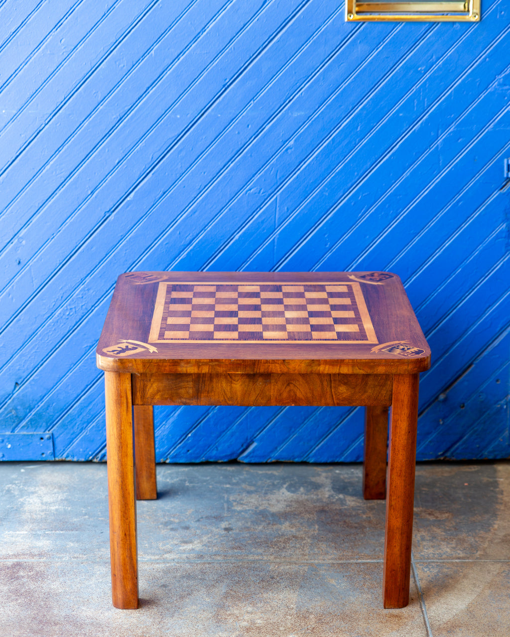 Mid-Century German Inlaid Wood Game Table