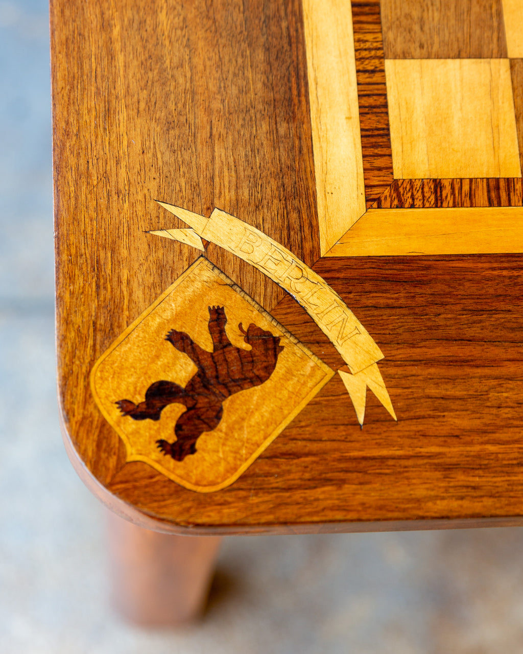 Mid-Century German Inlaid Wood Game Table