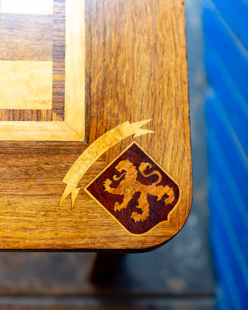 Mid-Century German Inlaid Wood Game Table