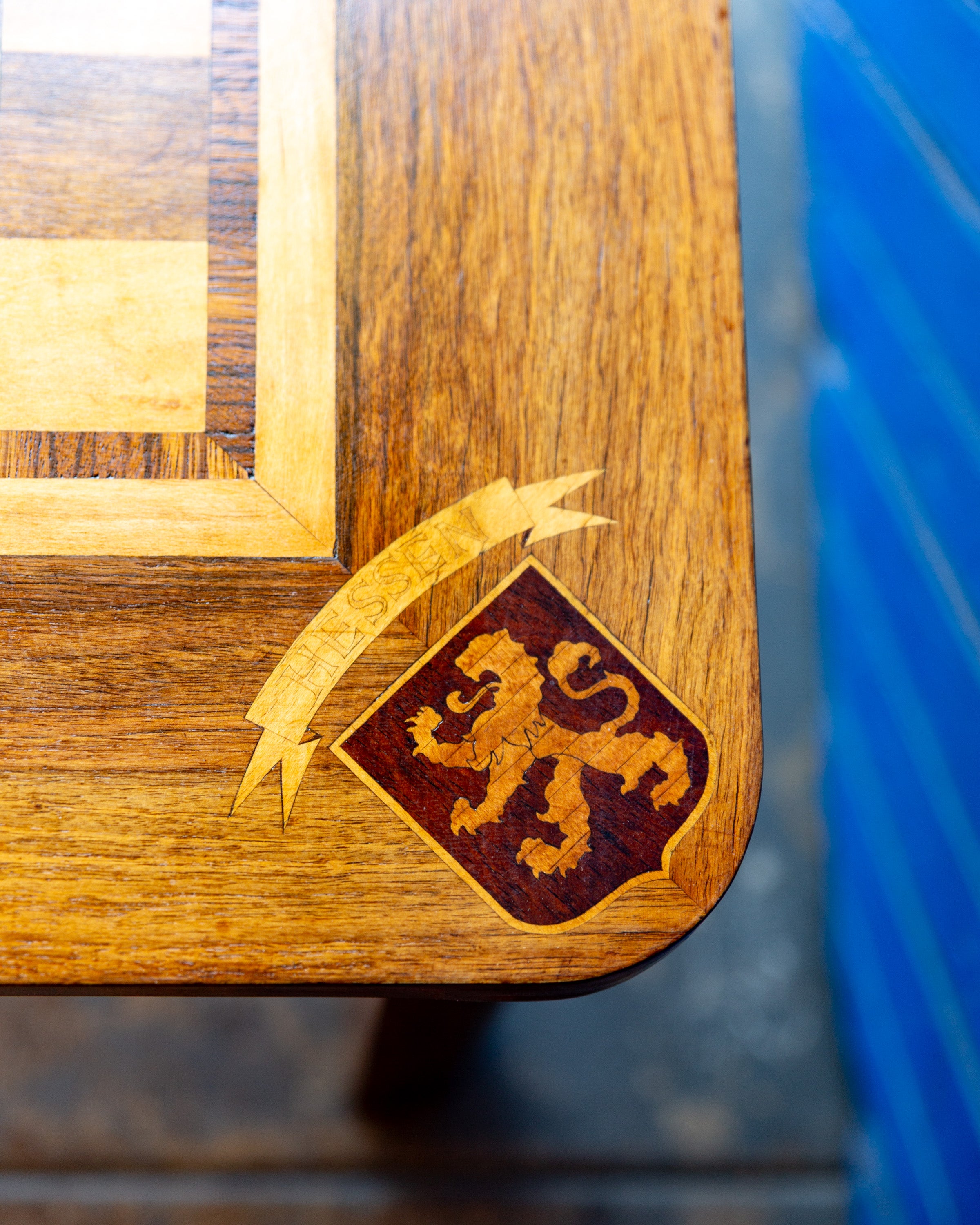 Mid-Century German Inlaid Wood Game Table
