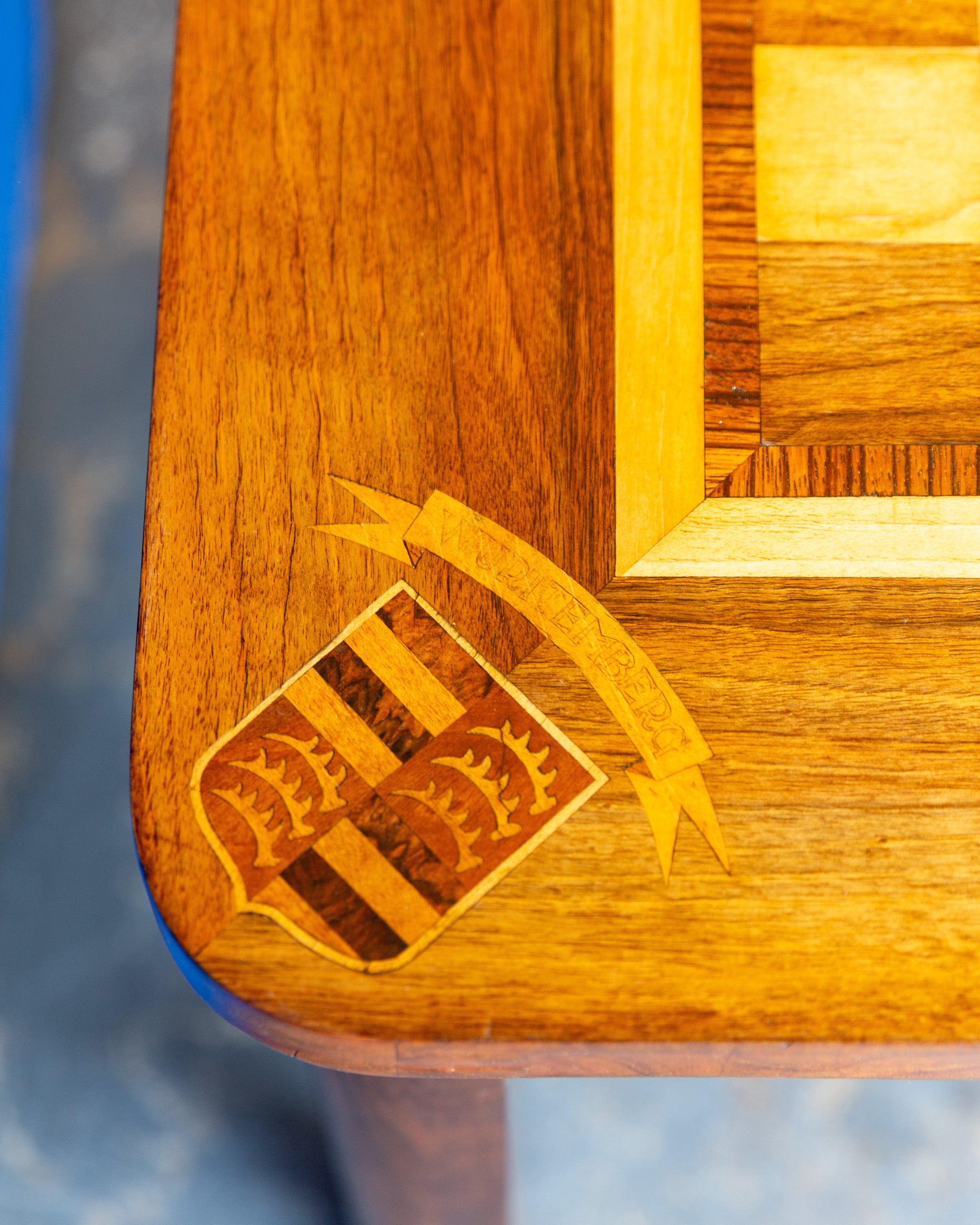 Mid-Century German Inlaid Wood Game Table