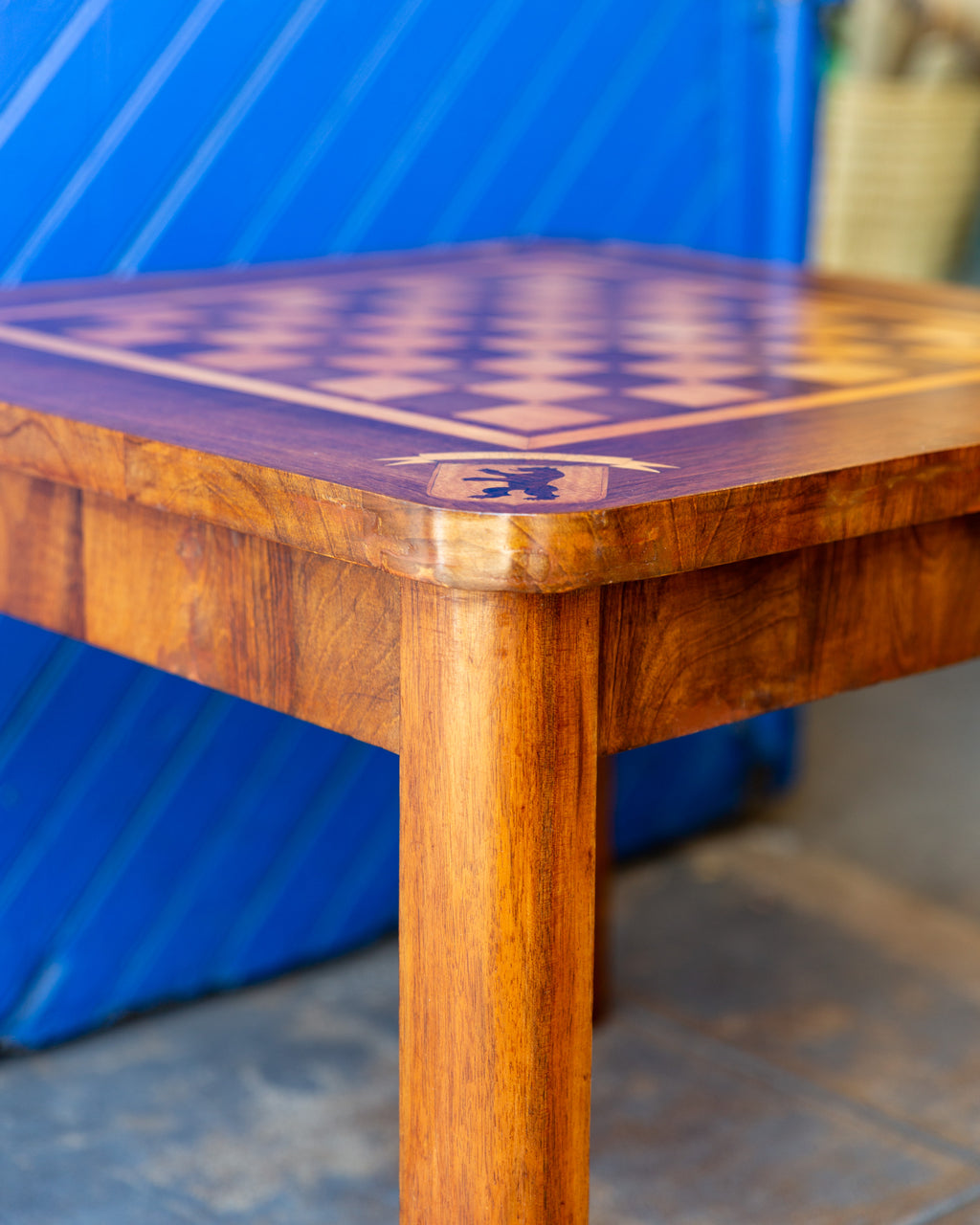 Mid-Century German Inlaid Wood Game Table