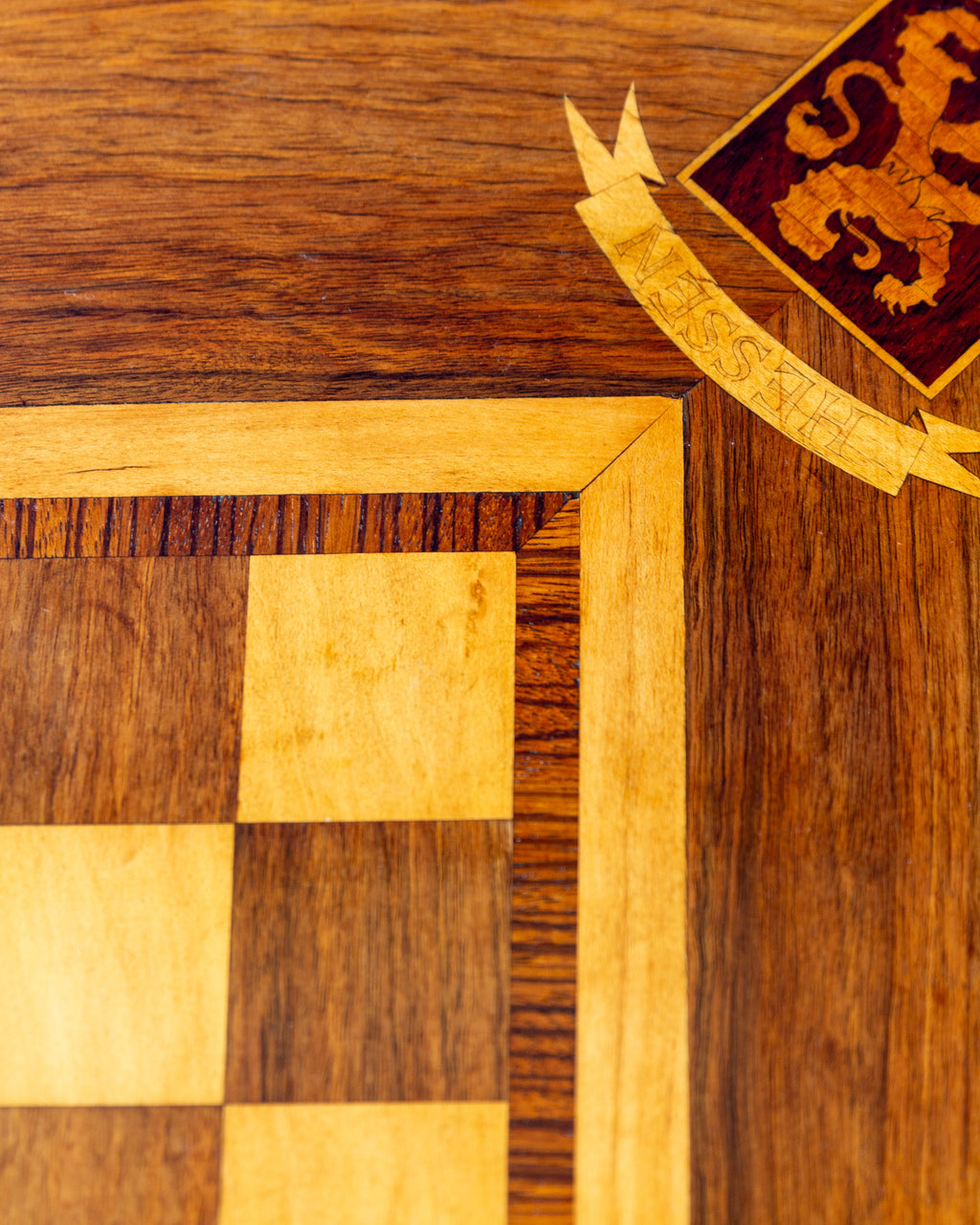 Mid-Century German Inlaid Wood Game Table