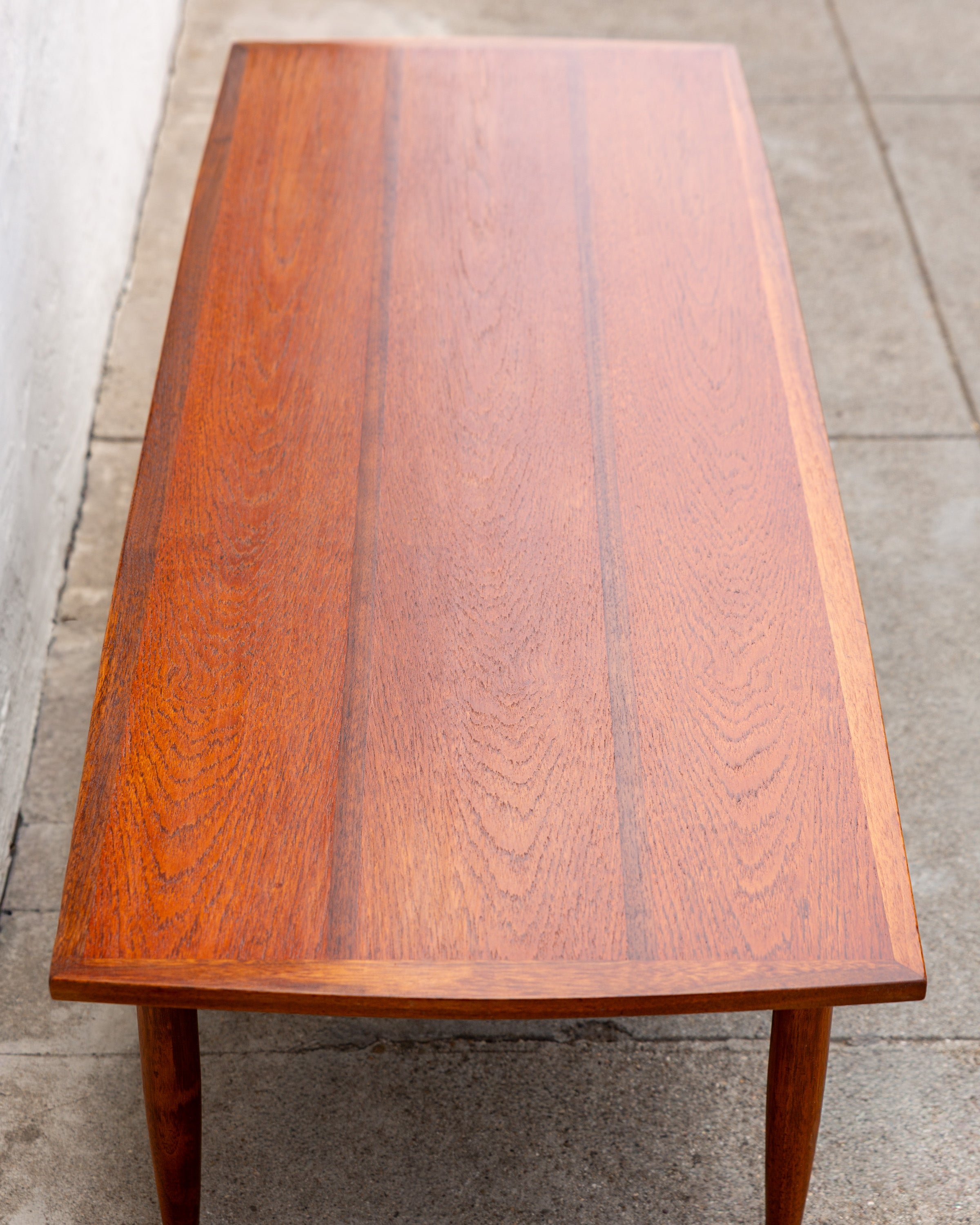 Mid Century Inlaid Walnut and Mahogany Coffee Table with Shelf