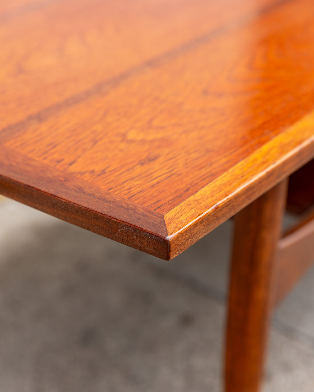 Mid Century Inlaid Walnut and Mahogany Coffee Table with Shelf