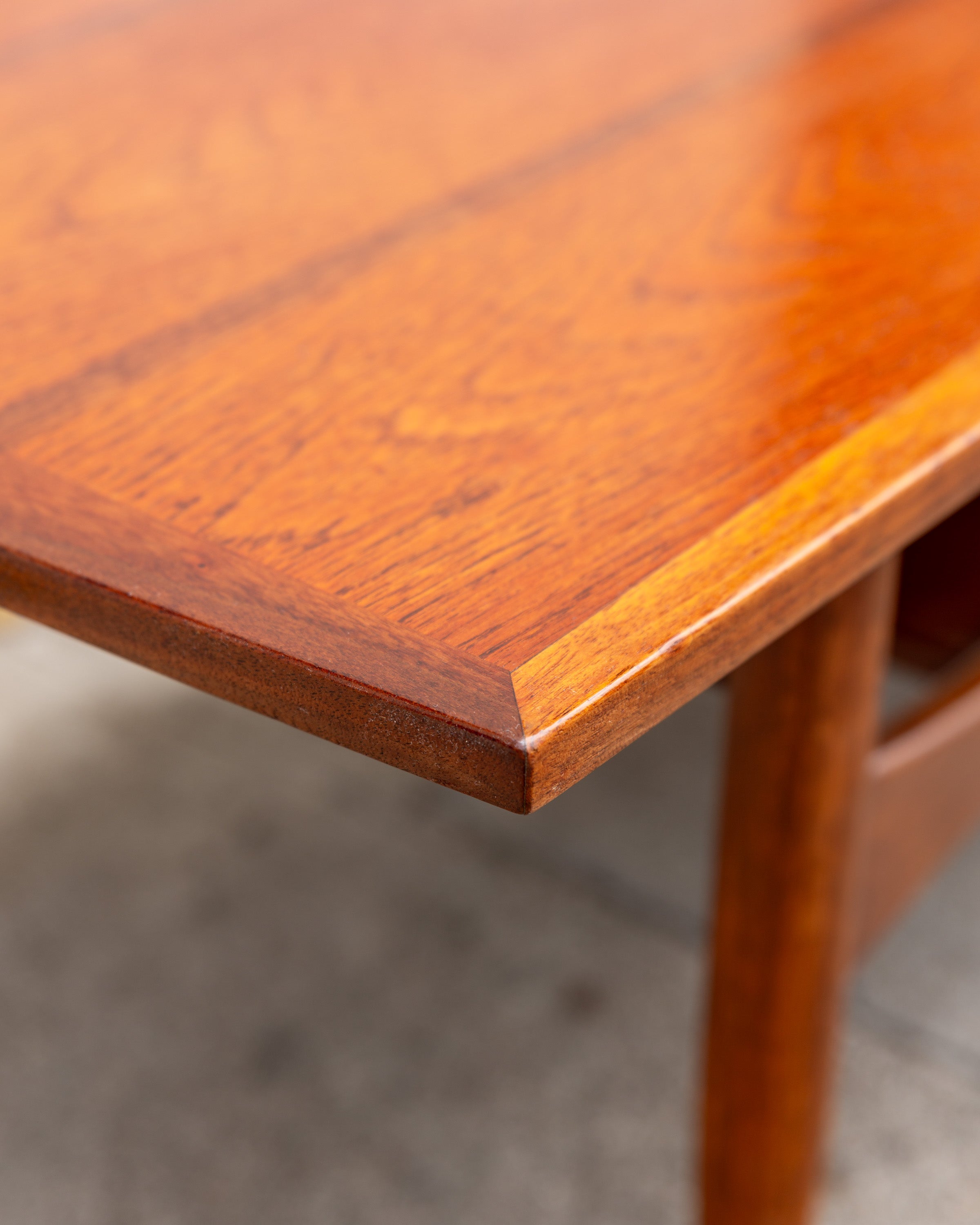 Mid Century Inlaid Walnut and Mahogany Coffee Table with Shelf