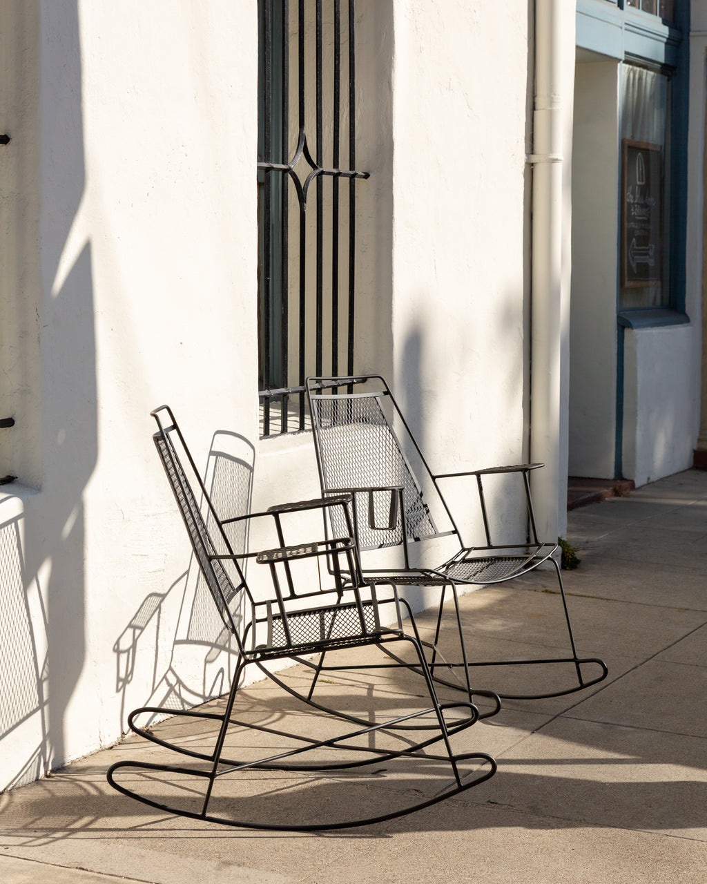 Pair of Vintage Iron Rocking Chair with Cup Holder