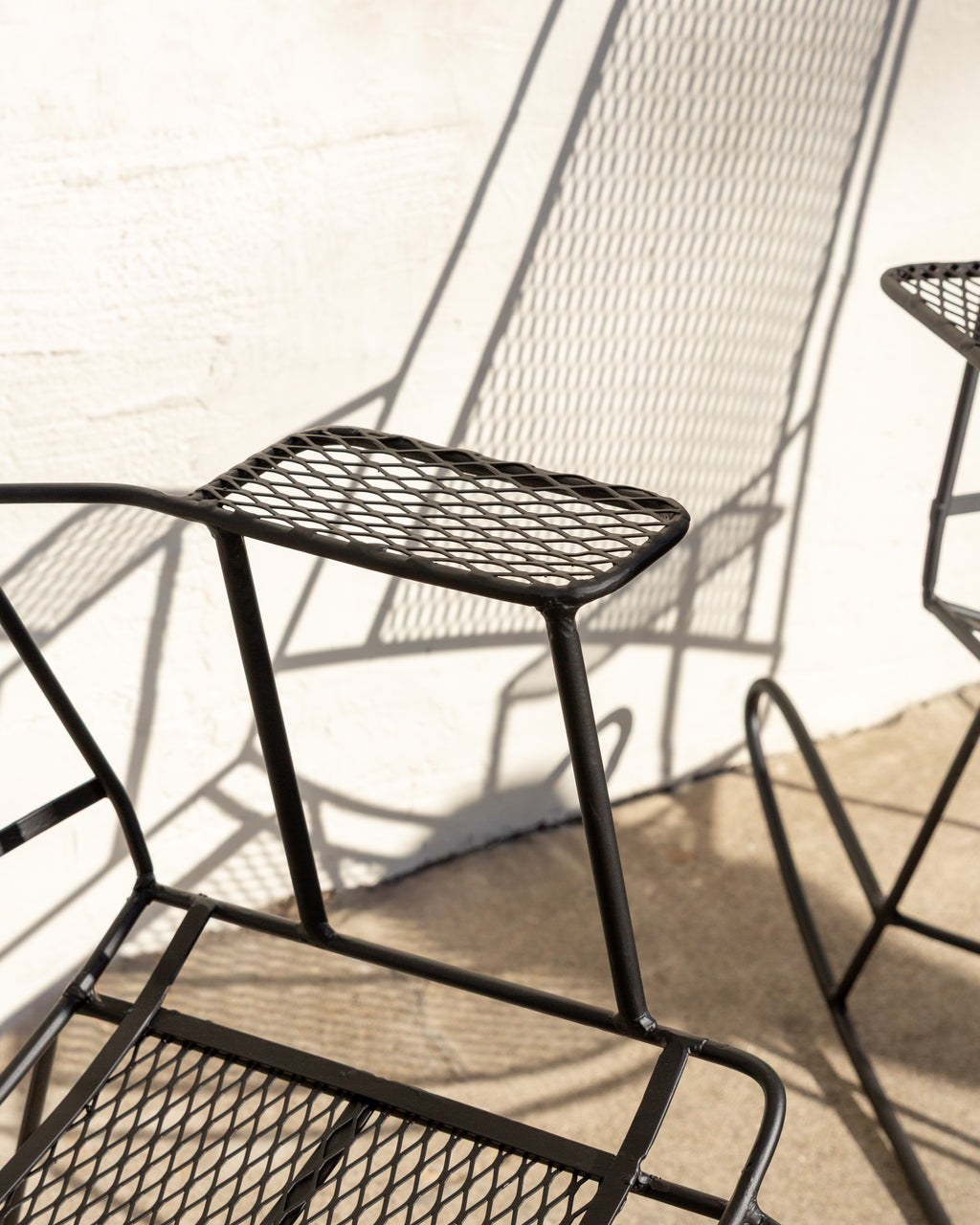 Pair of Vintage Iron Rocking Chair with Cup Holder