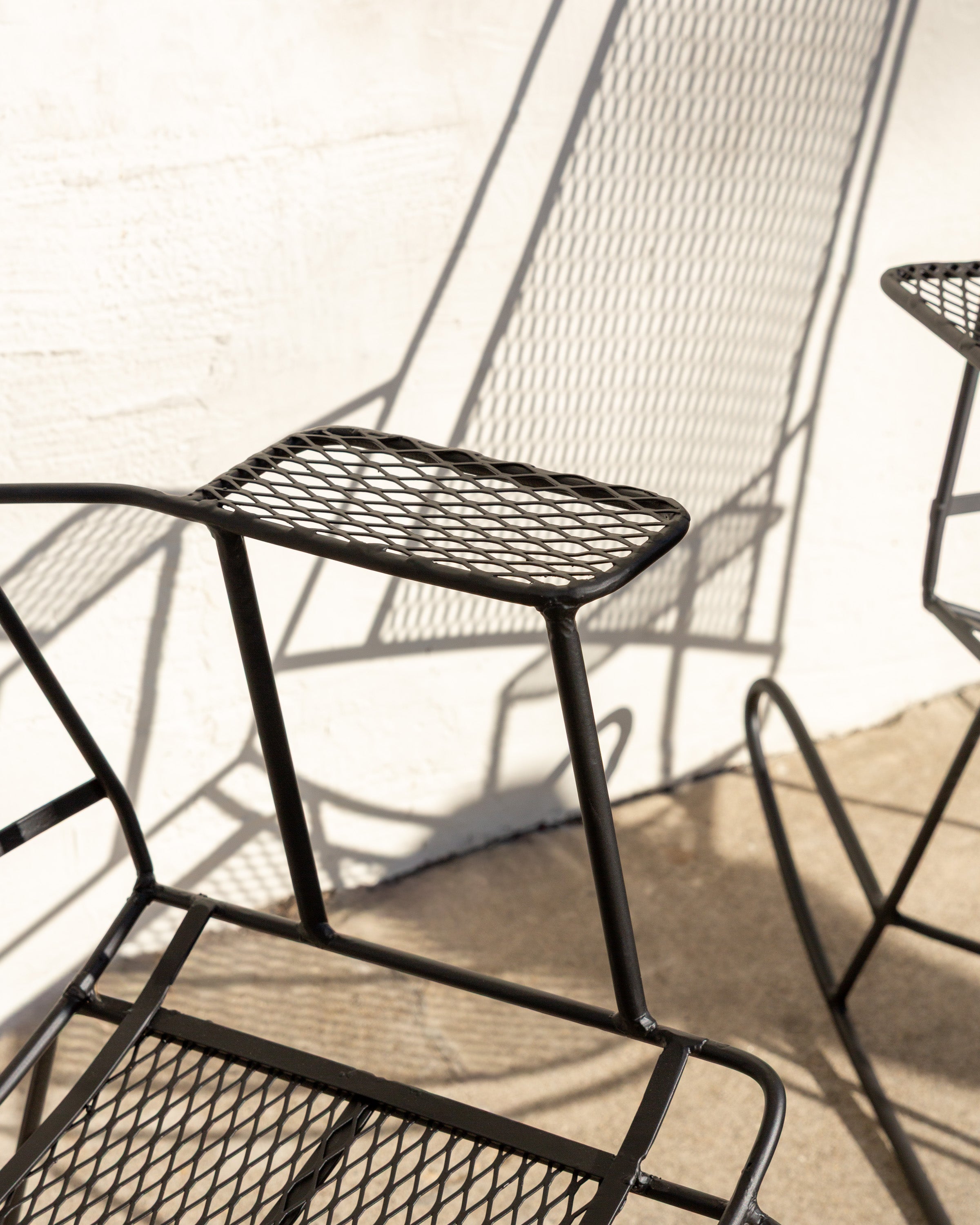 Pair of Vintage Iron Rocking Chair with Cup Holder