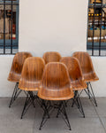 2014 Set of 6 Eames Herman Miller Walnut Shell With Eiffee Base