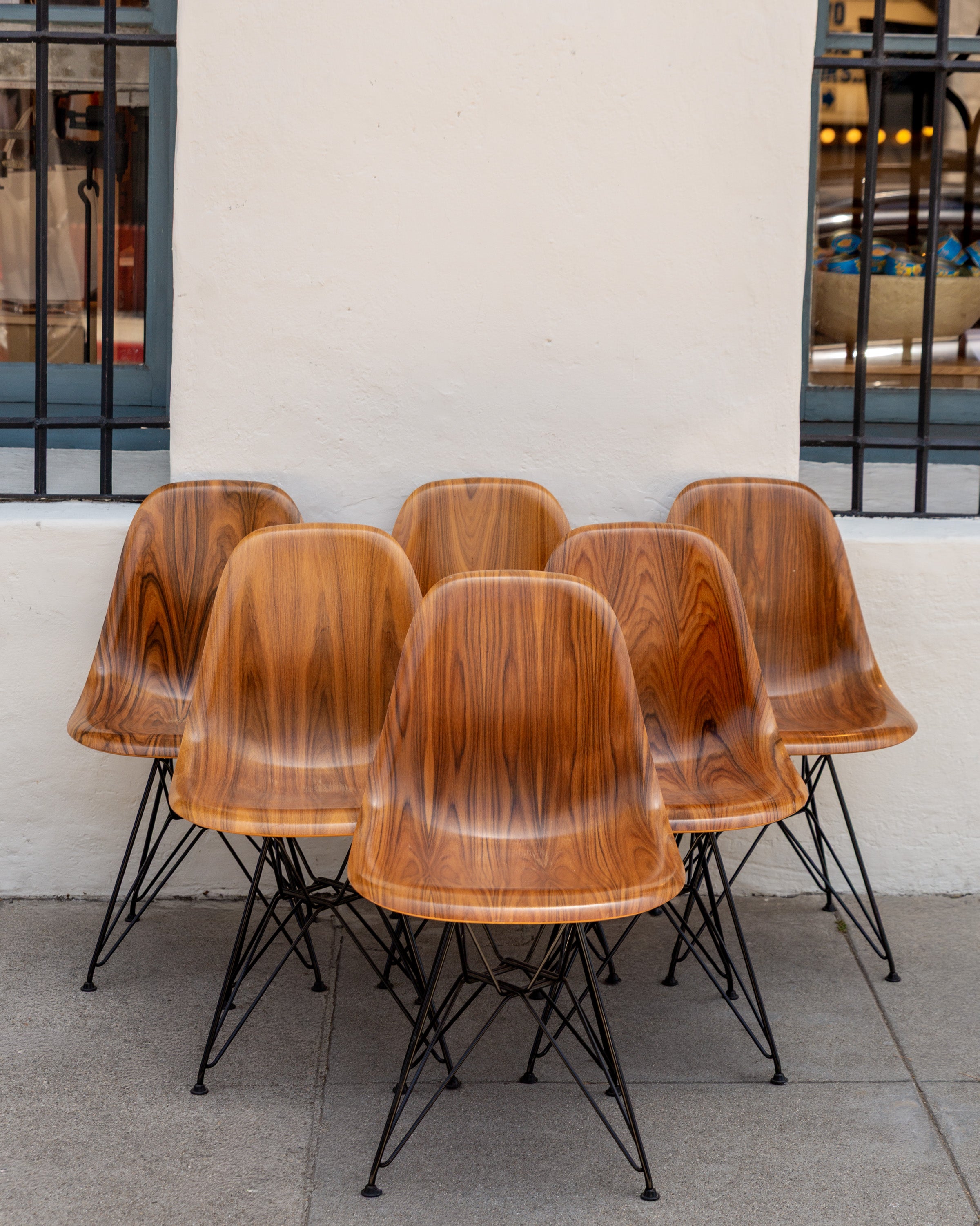 2014 Set of 6 Eames Herman Miller Walnut Shell With Eiffee Base