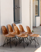 2014 Set of 6 Eames Herman Miller Walnut Shell With Eiffee Base