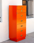 1960s Orange Tallboy Chest Color Mates by Morris