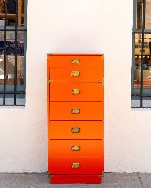 1960s Orange Tallboy Chest Color Mates by Morris