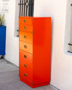 1960s Orange Tallboy Chest Color Mates by Morris