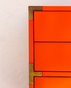 1960s Orange Tallboy Chest Color Mates by Morris