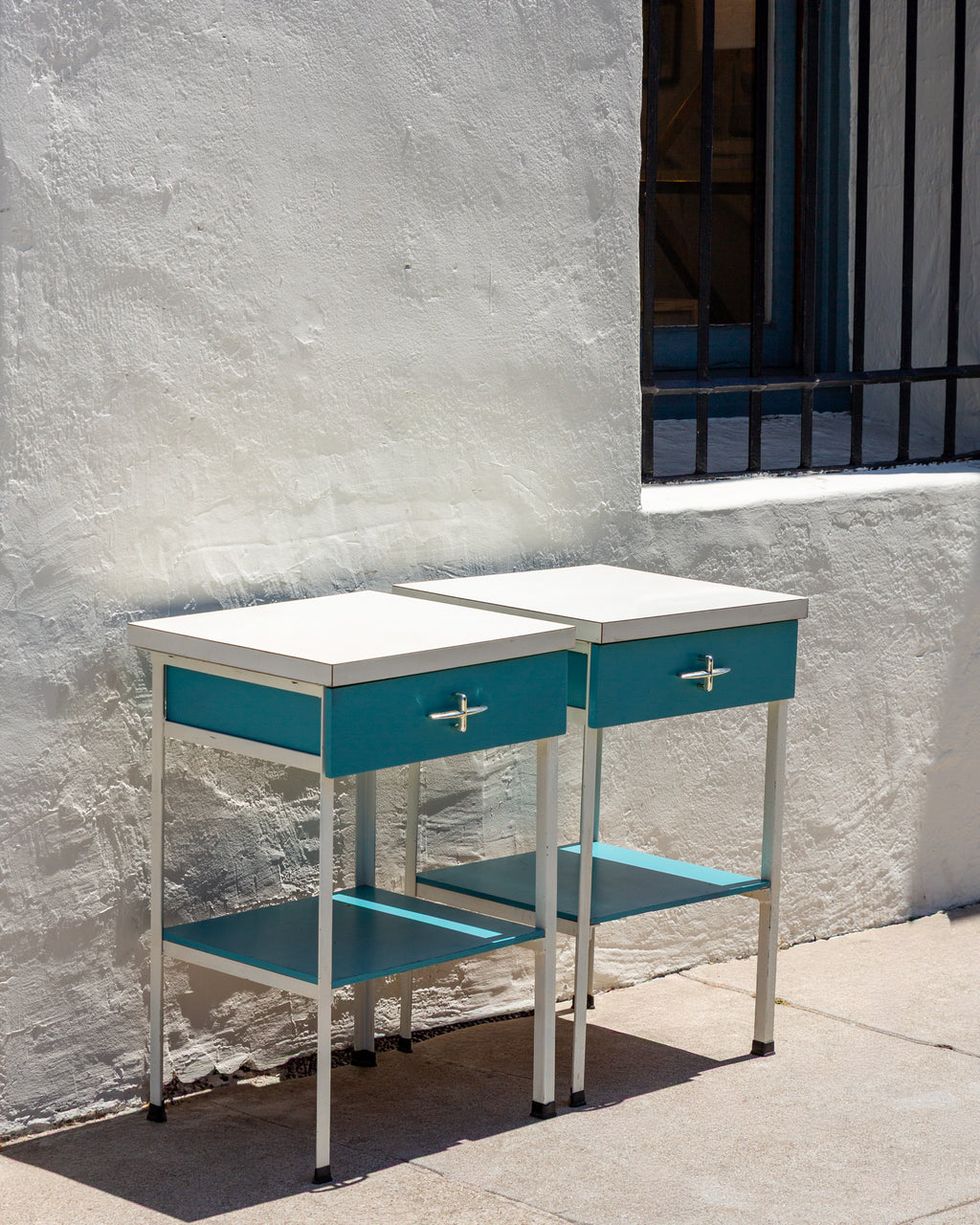 Vista of California Metal Frame Turquoise Side Table