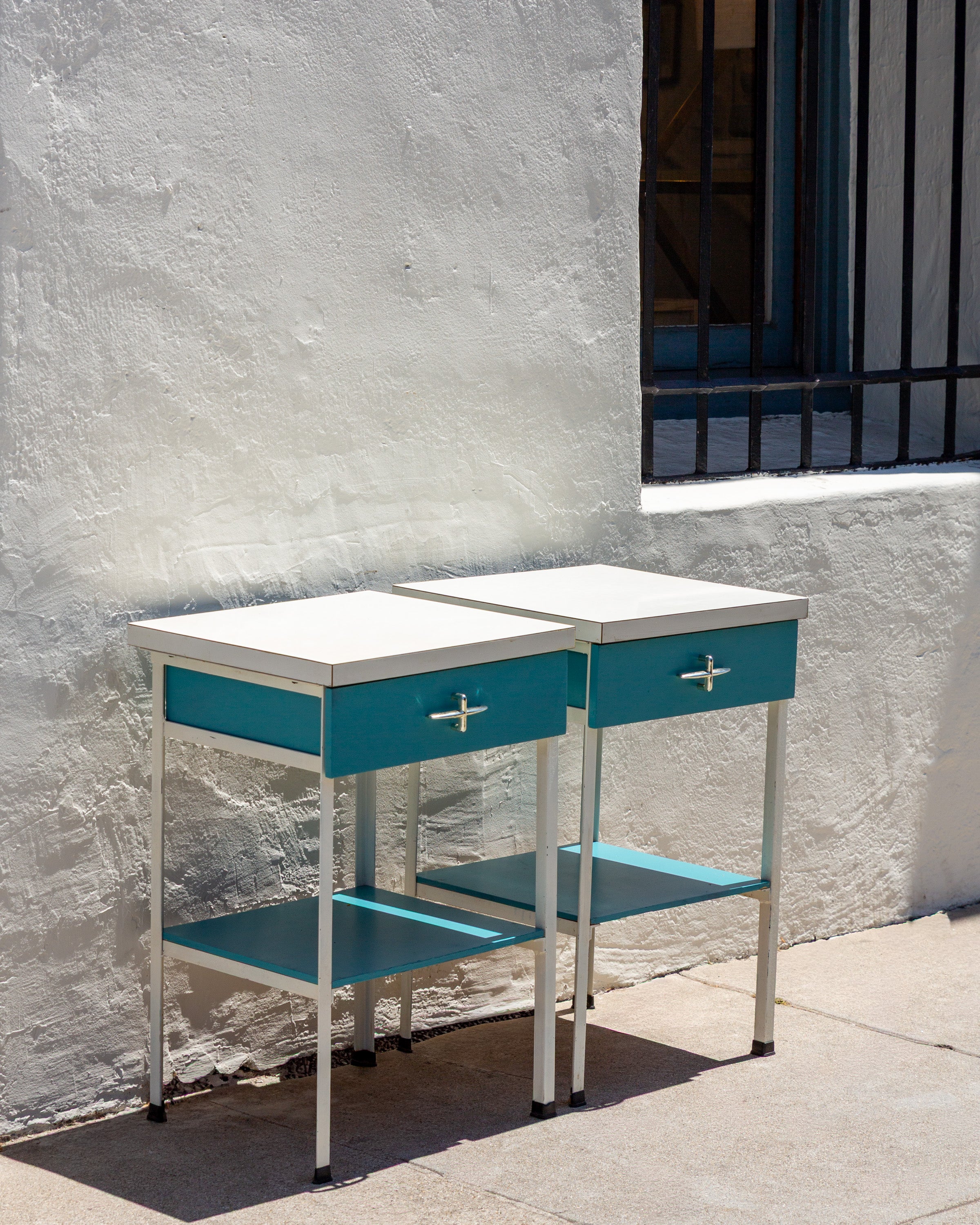 Vista of California Metal Frame Turquoise Side Table