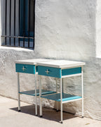 Vista of California Metal Frame Turquoise Side Table