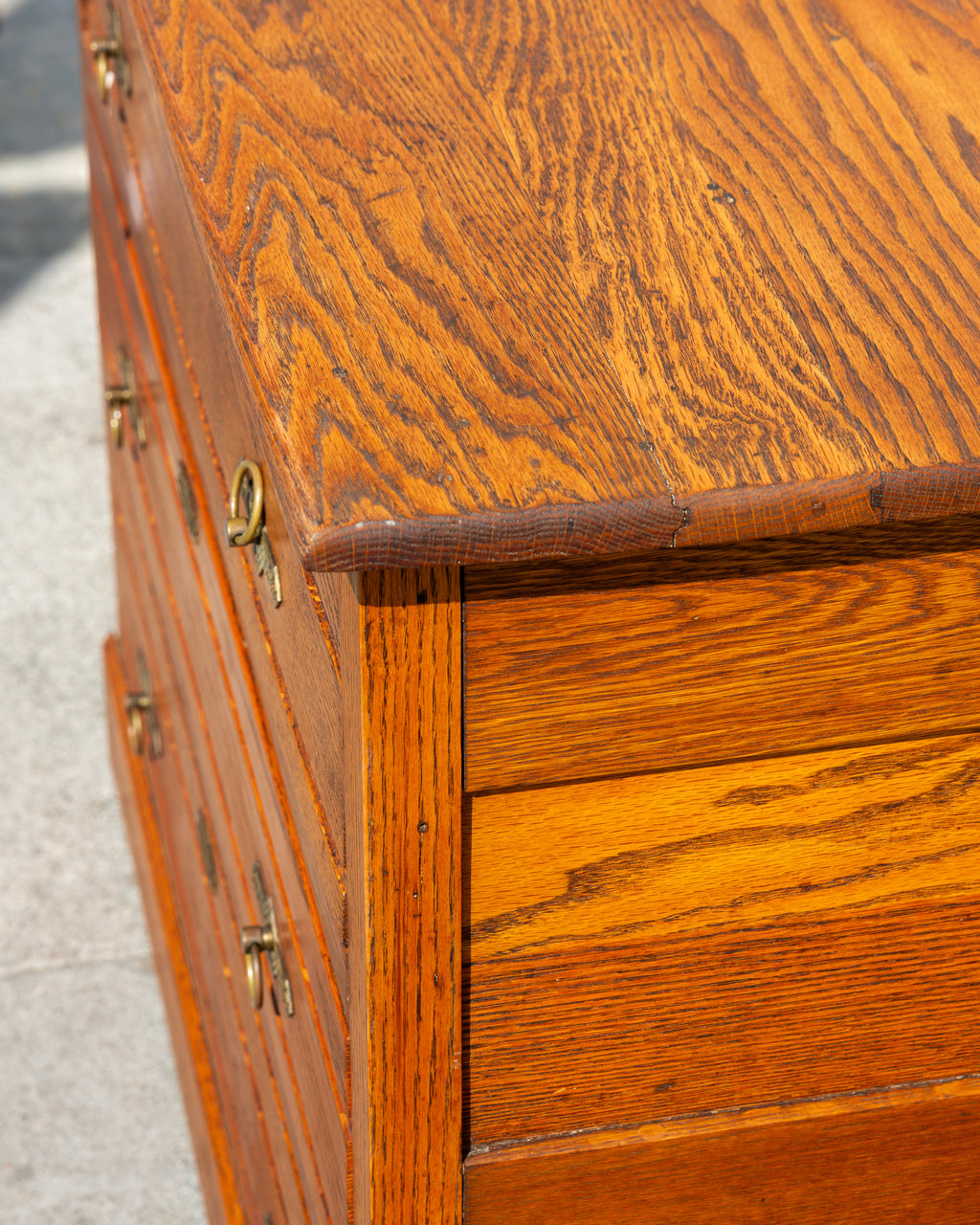 Antique Oak Dresser with Brass Handles
