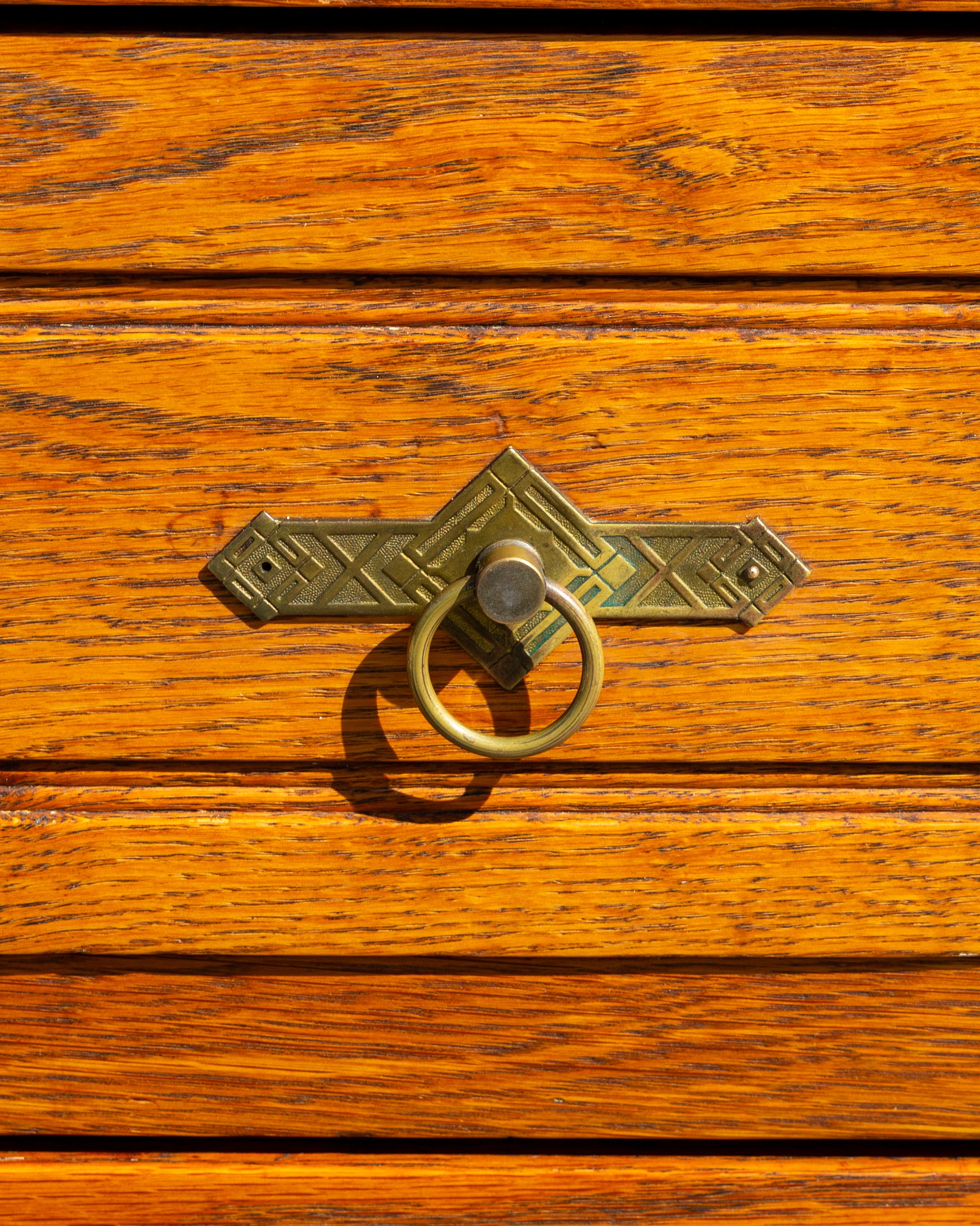 Antique Oak Dresser with Brass Handles