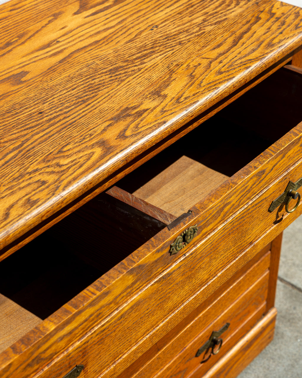 Antique Oak Dresser with Brass Handles
