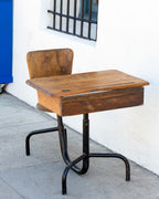Jean Prouvé Mid-Century Student Desk in Oak and Enameled Steel