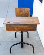 Jean Prouvé Mid-Century Student Desk in Oak and Enameled Steel