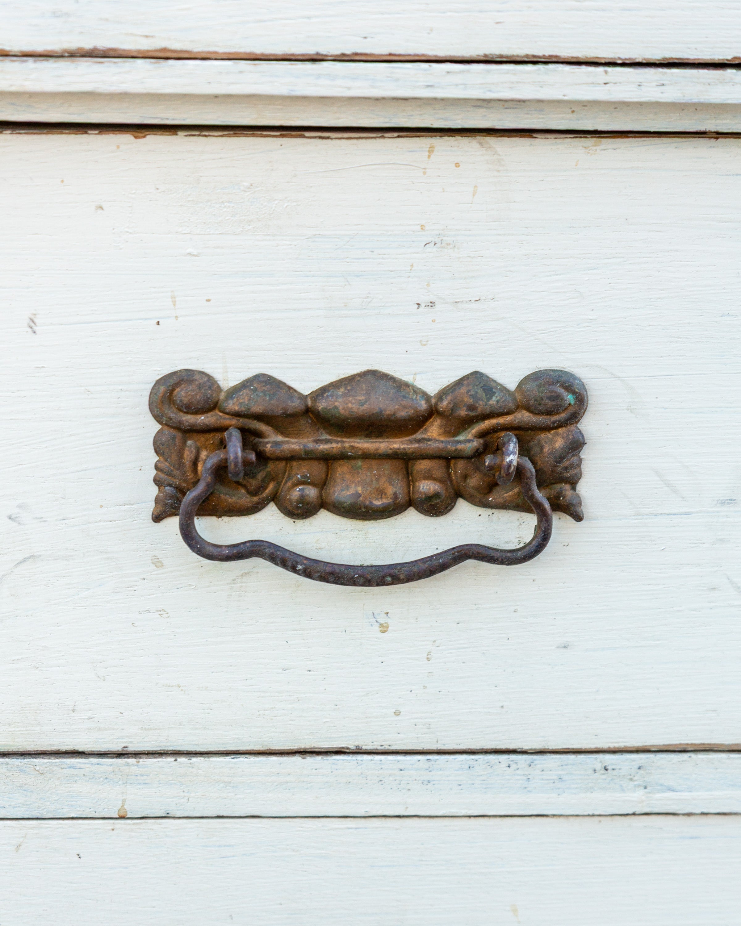 1920s Distressed White Three Drawer Chest
