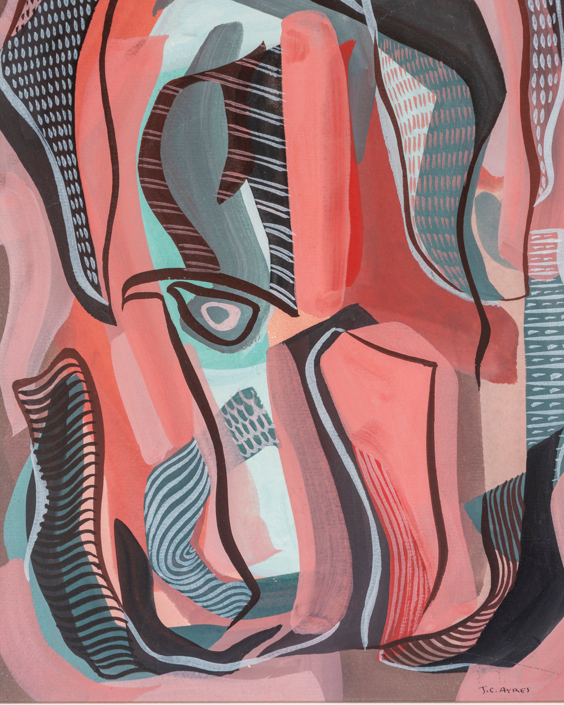 Abstract Gouache On Paper By John C. Ayers