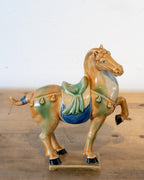 Vintage Tang Dynasty Ceramic War Horse Pair