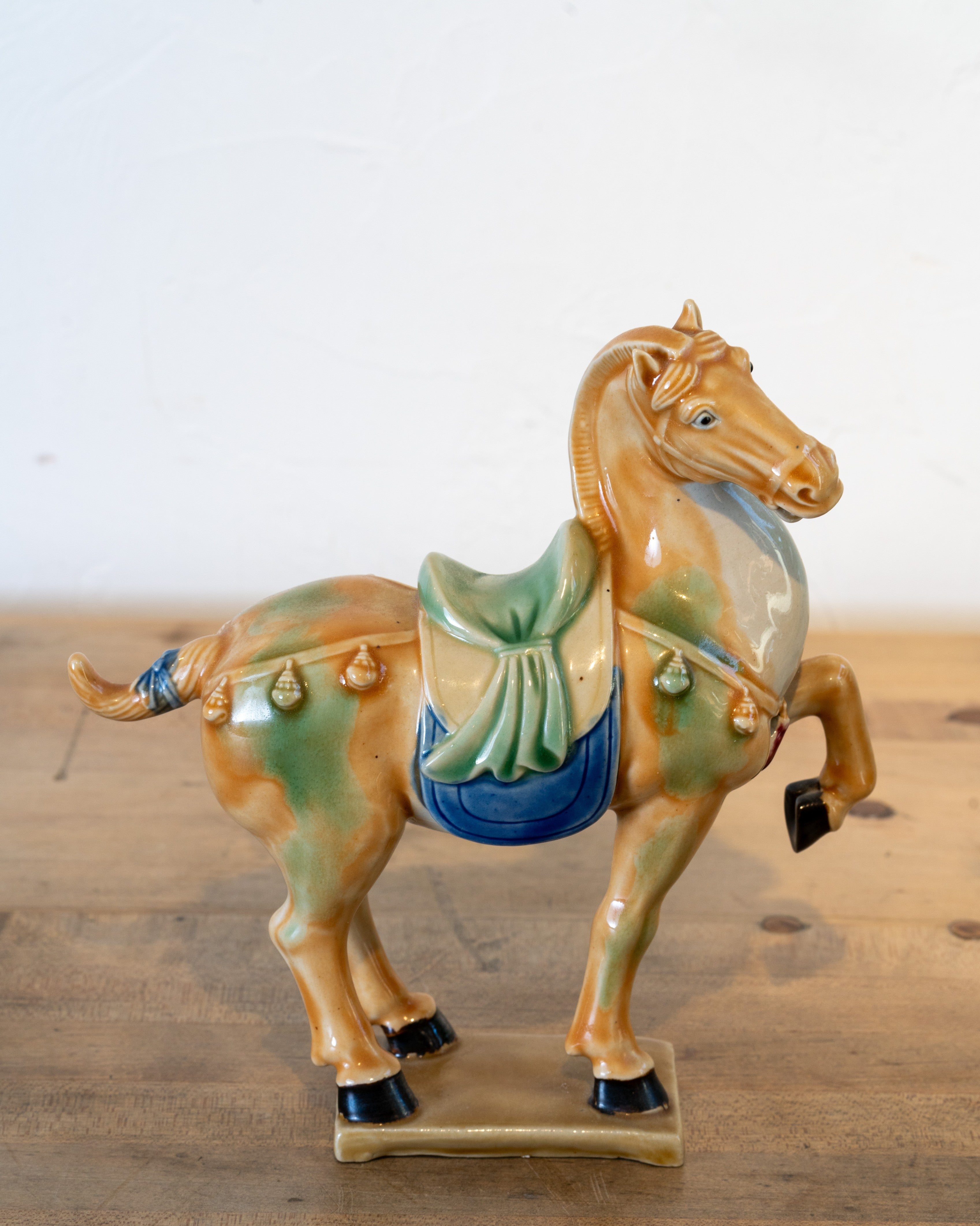 Vintage Tang Dynasty Ceramic War Horse Pair