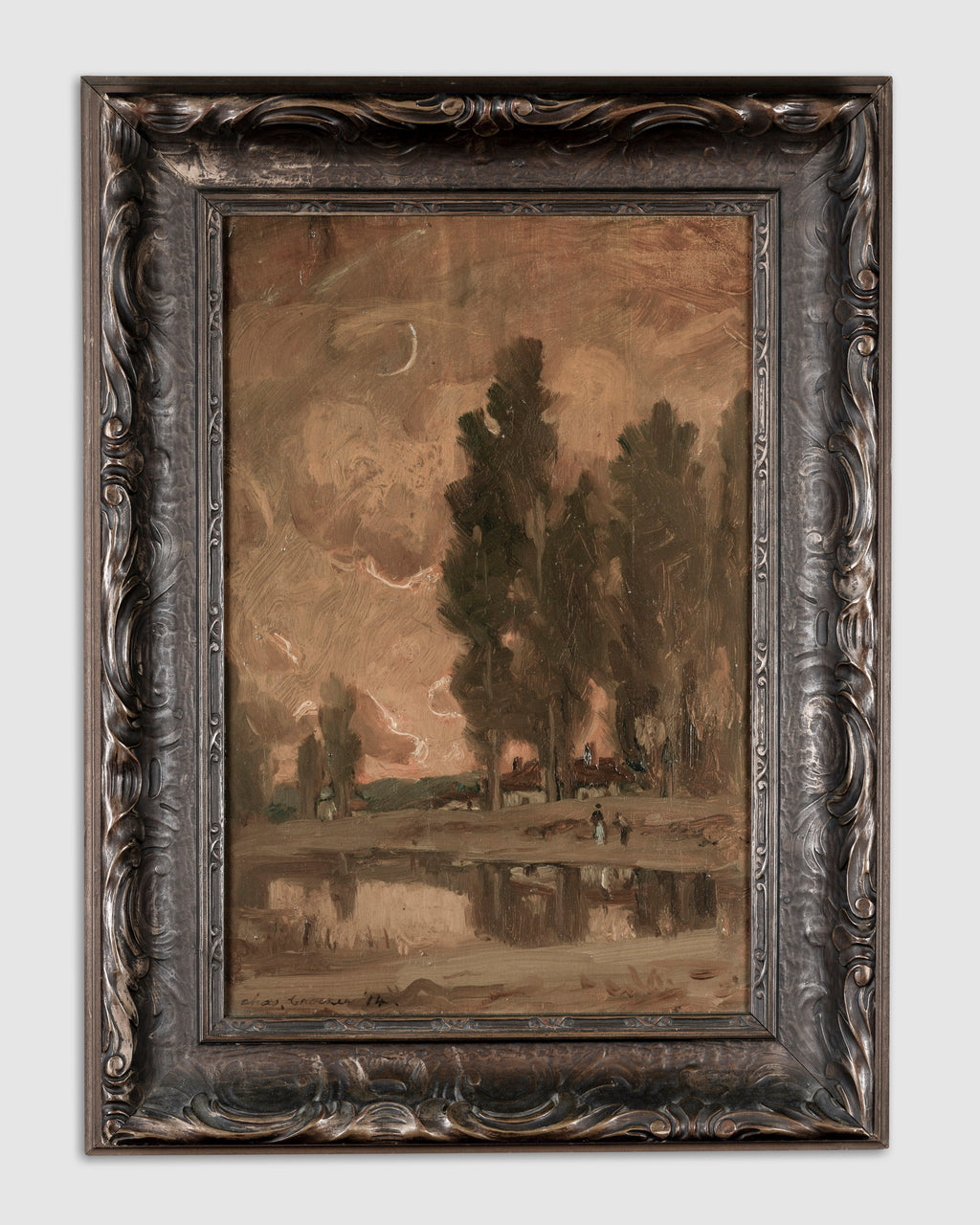 Antique Framed Oil On Canvas By Charles Matthew Crocker