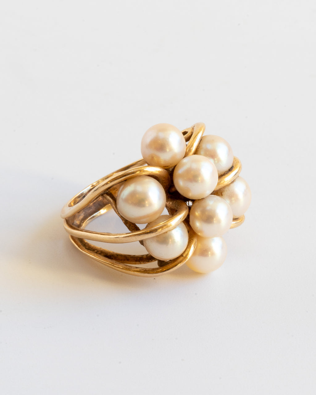 Vintage 14k Pearls Cocktail Ring
