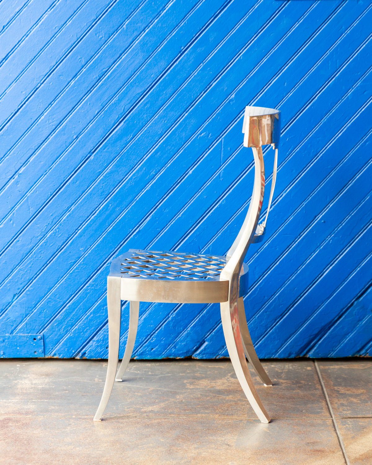 Polished Aluminum Klismos Chair