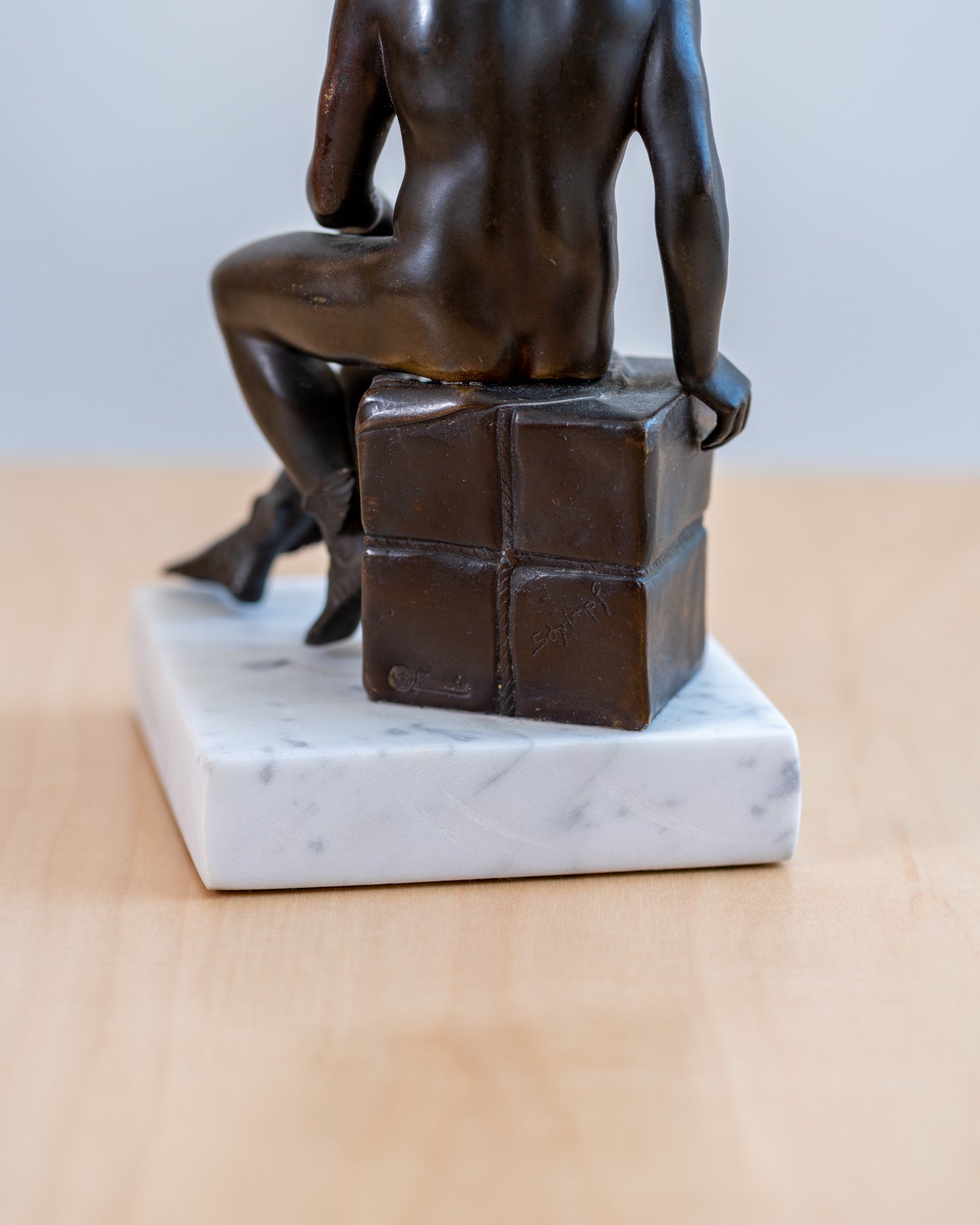 Vintage Figural bronze Sculpture Greek God Hermes, signed Schrimpf