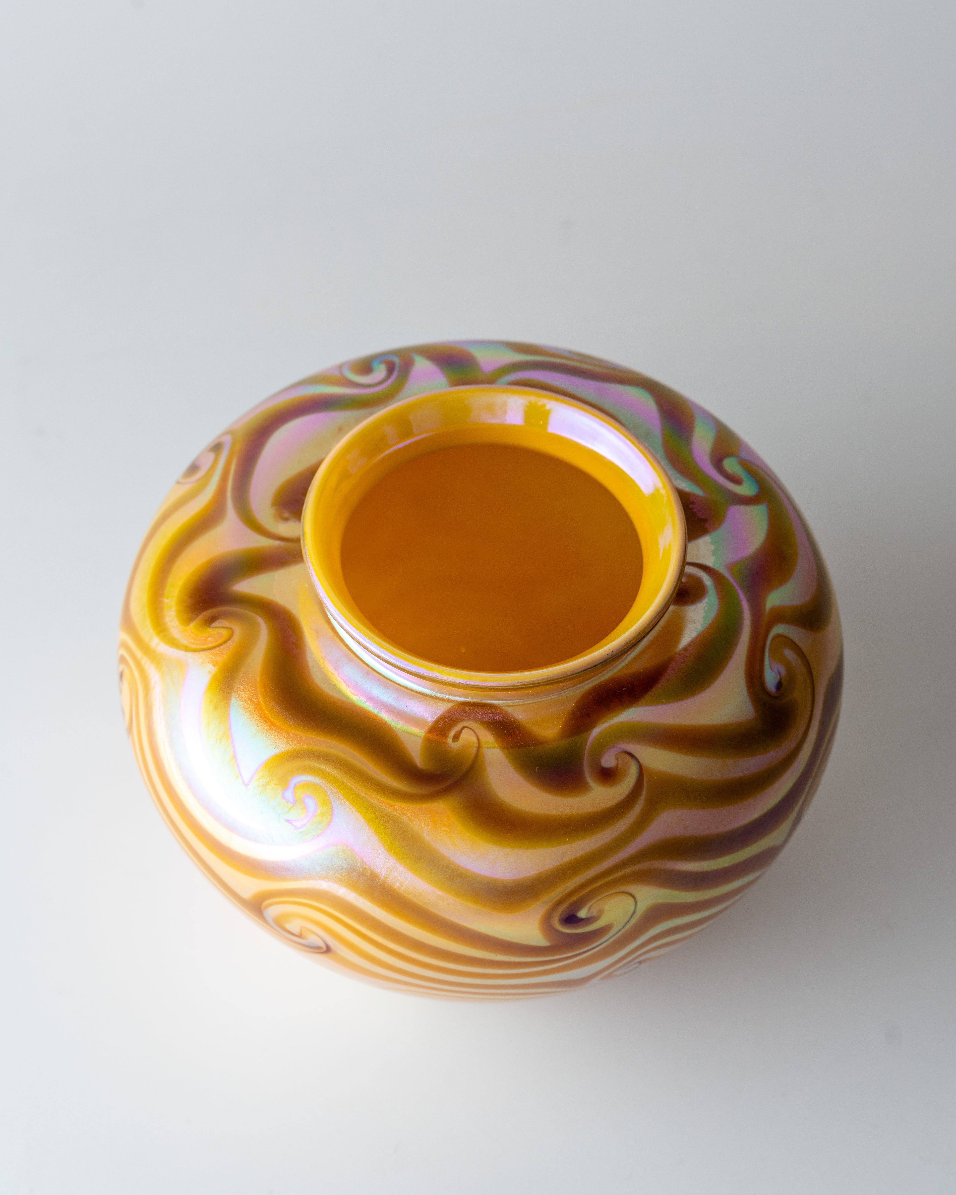 Vintage Art Glass Vase in the Art Nouveau Taste with Iridescent Patterning