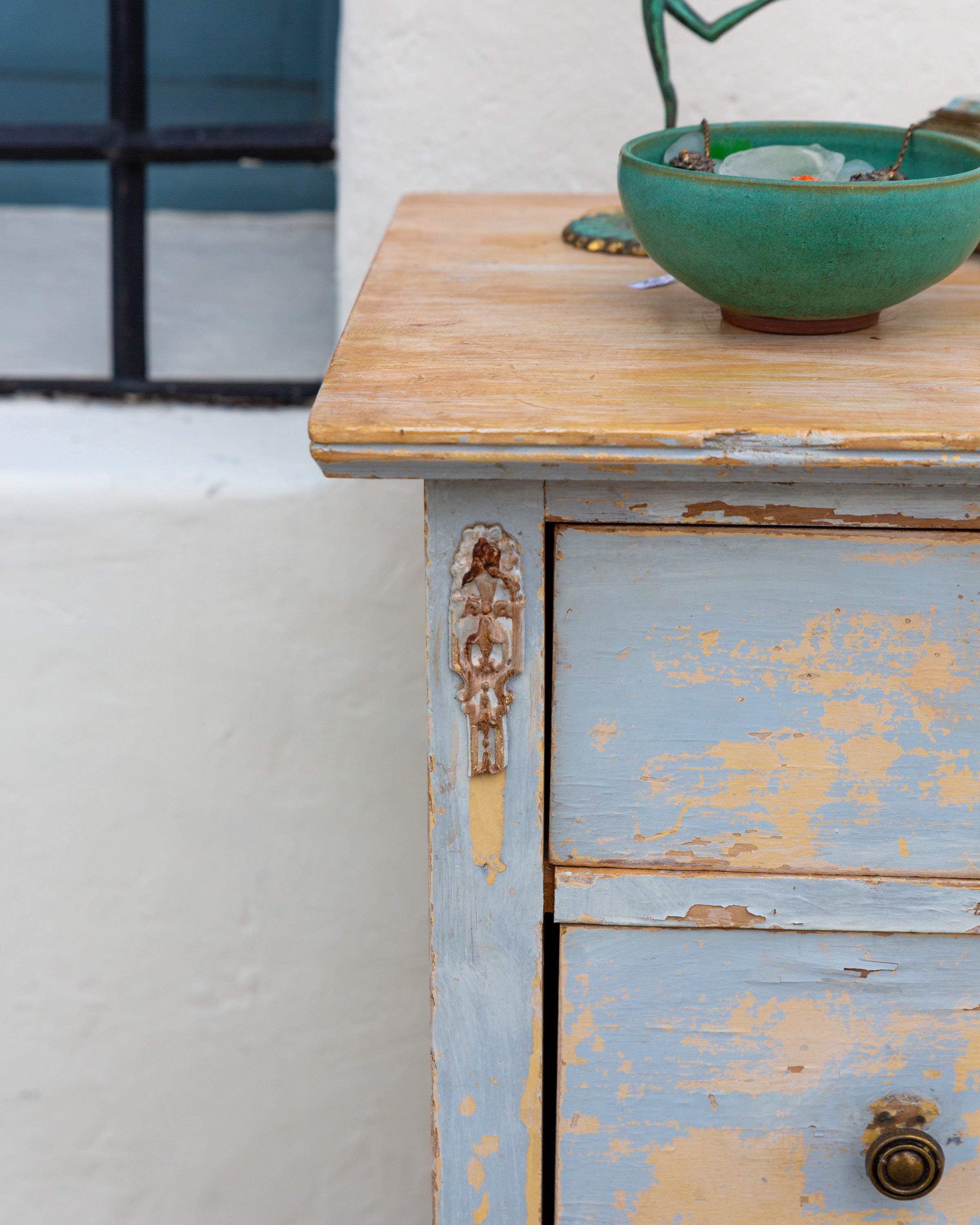 Antique Beautiful Blue Dresser
