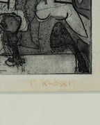 Vintage 1950s Framed Abstract Lithograph by Ted Kloski Entitled: The Griffin