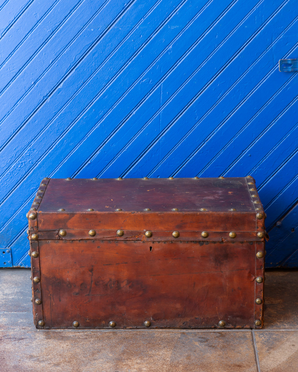 Antique Brown Leather Trunk