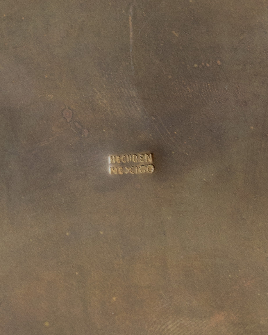 MCM Mexican Inlaid Serpent Keepsake Box made from Brass, Wood, and Stone