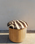 Large Fiberglass Planter with Vertical Oak Strips with Zebra Skin Upholstery