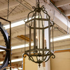 1930's Italian Brass Verdigris Large Lantern pendant