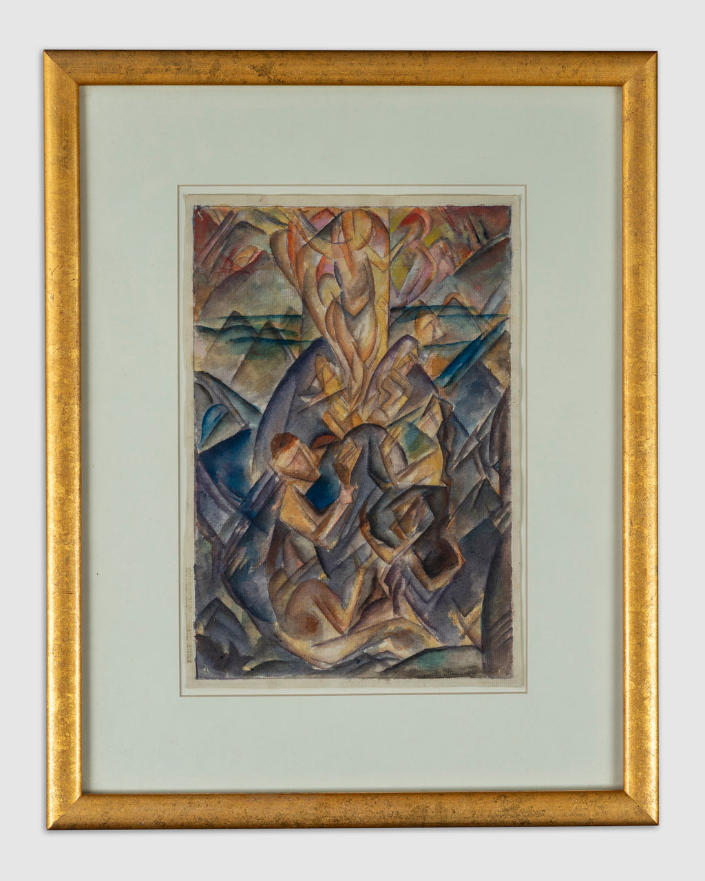Original Cubist Water Color On Paper Circa 1930s