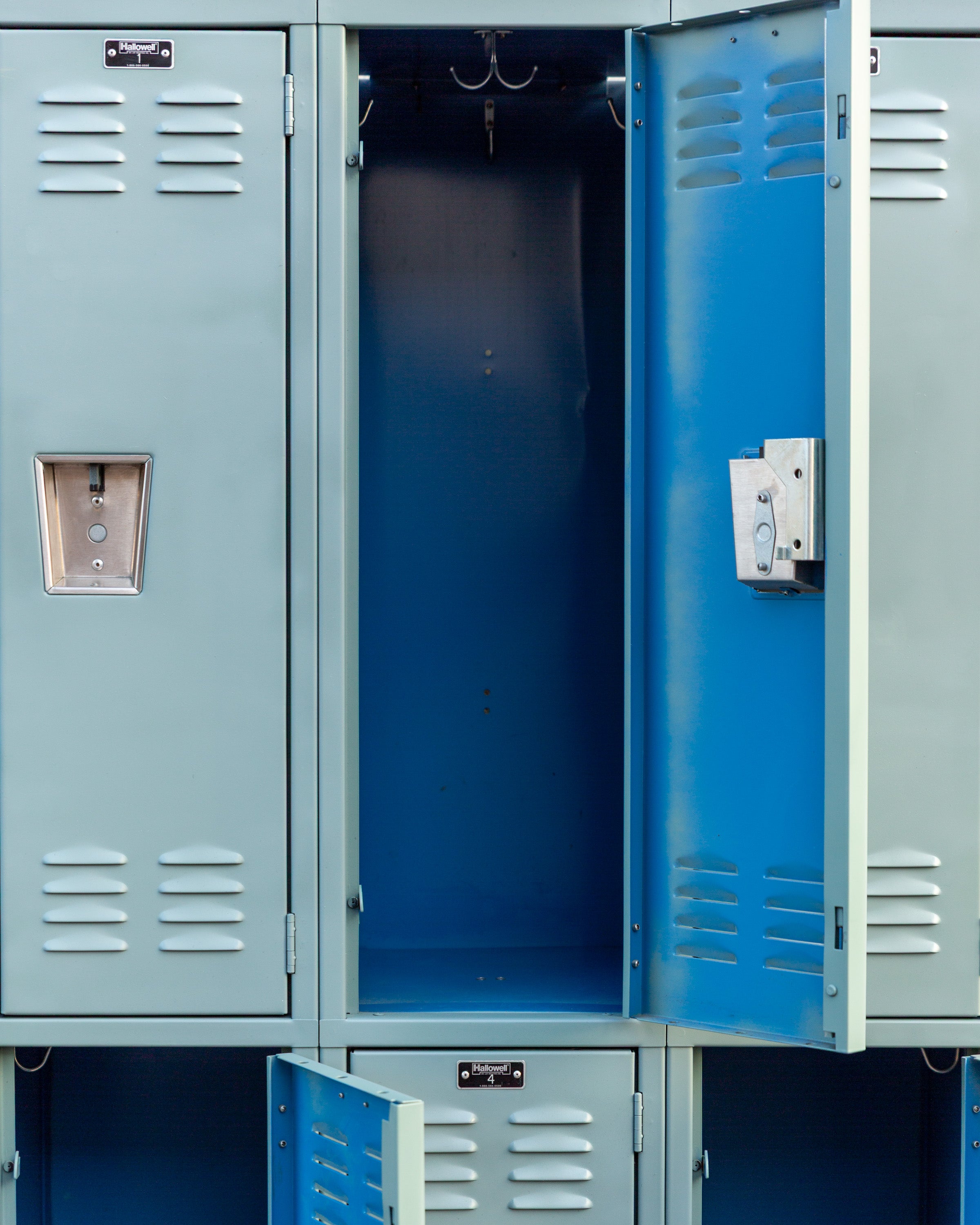 Bank of 6 Vintage Sage Colored Lockers