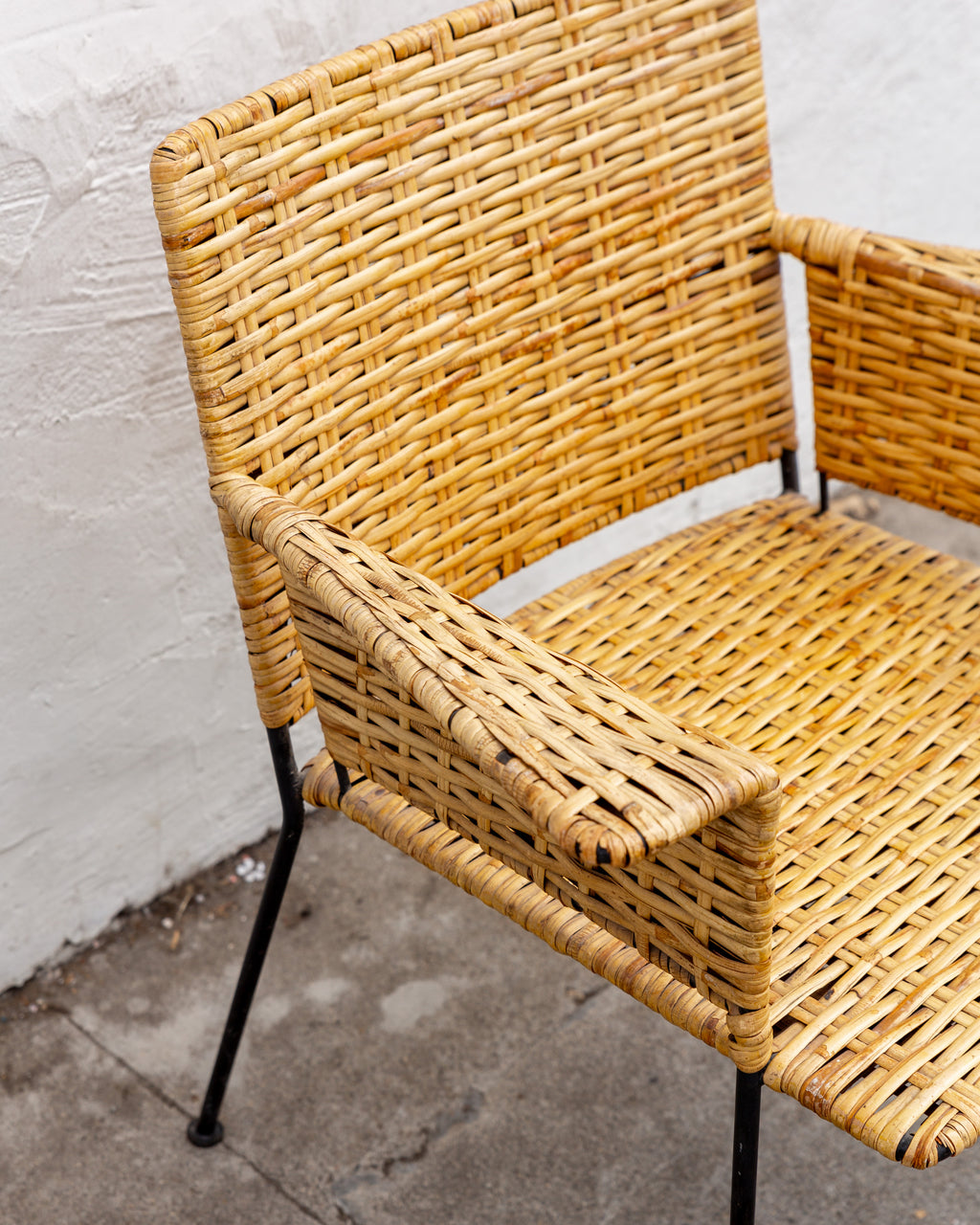 Rare Van Keppel Green 1950's Rattan Iron Chair