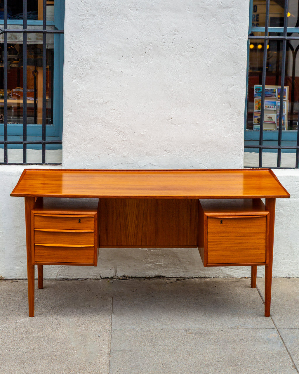 Danish Teak Floating 2-Sided Desk by Peter Lovig Nielsen