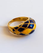 Vintage AL 237 Italian Designer 18k Enamel Ring
