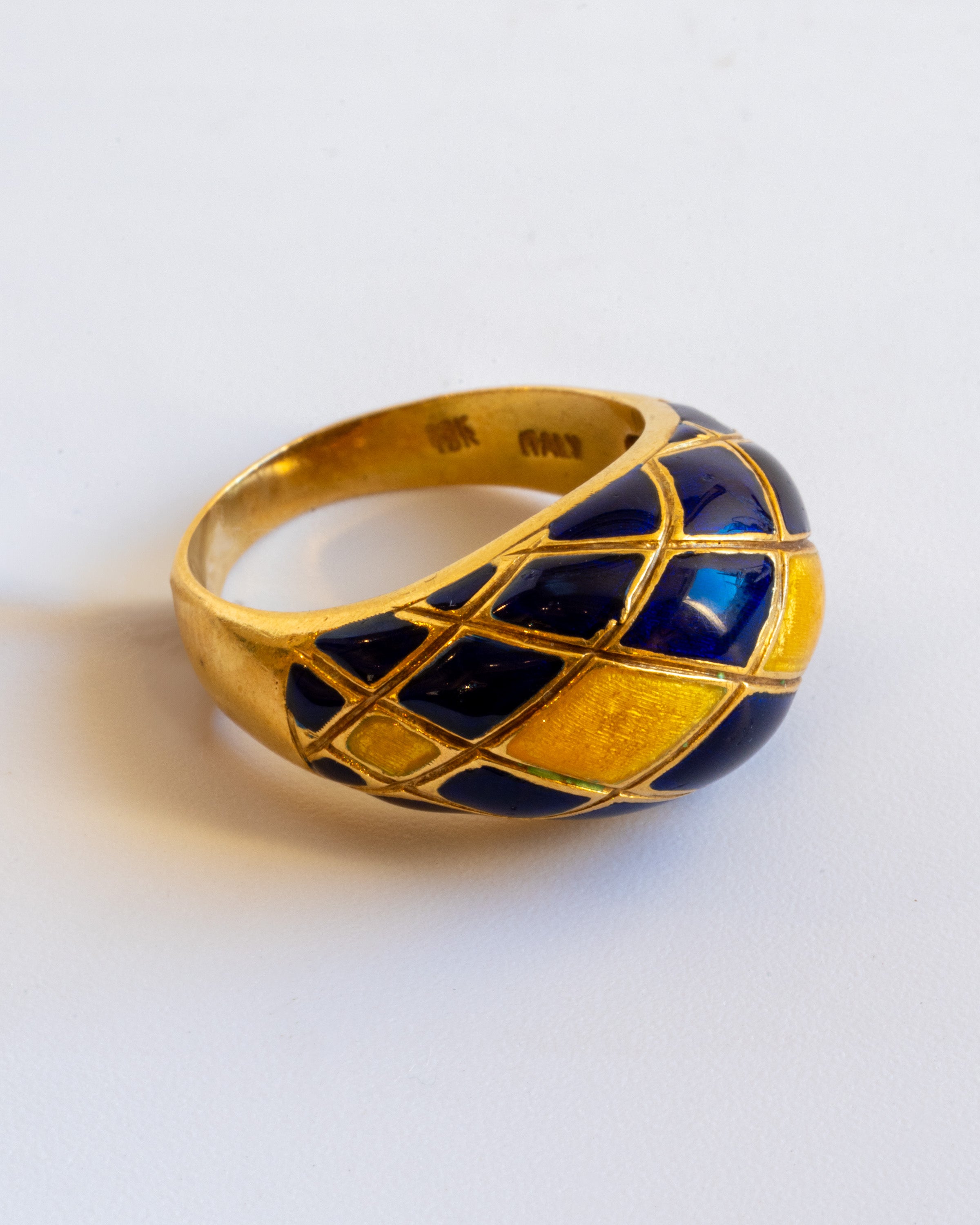 Vintage AL 237 Italian Designer 18k Enamel Ring